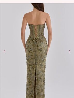 olive bronze head beaded embellished corset maxi dress She's here This sultry limited edition House Of CB piece is our latest obsession Naima Hand Beaded Embellished Dress in olive bronze now available to hire in sizes XS, S, M